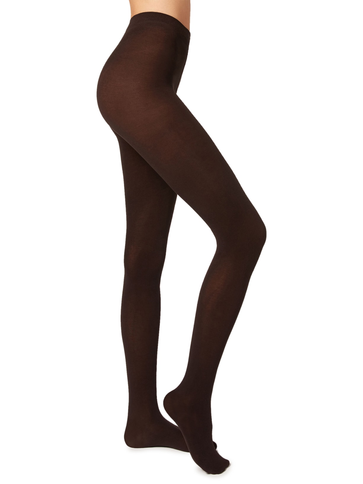 Meia Calça Opaca De Fio 150 Em Algodão Eco - Marrom