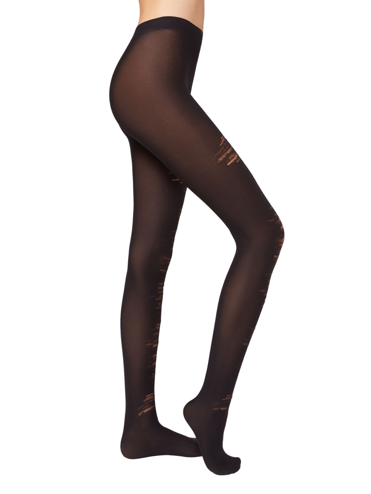 Meia Calça Opaca Fio 100 Rasgado Eco - Preto