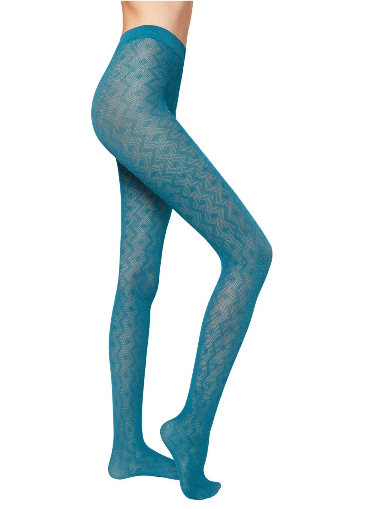 Meia Calça Opaca Fio 60 Estampa Geométrica Eco - Azul