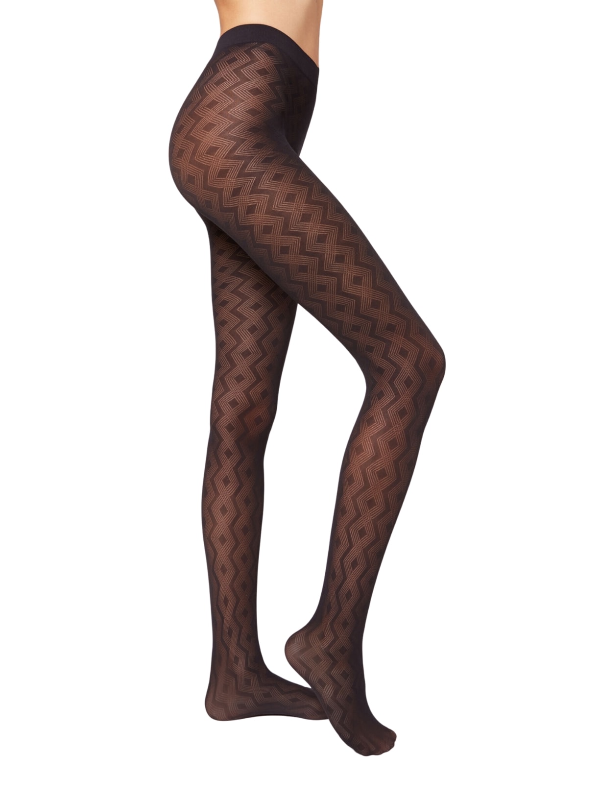 Meia Calça Opacos Fio 60 Estampa Geométrico Eco - Preto