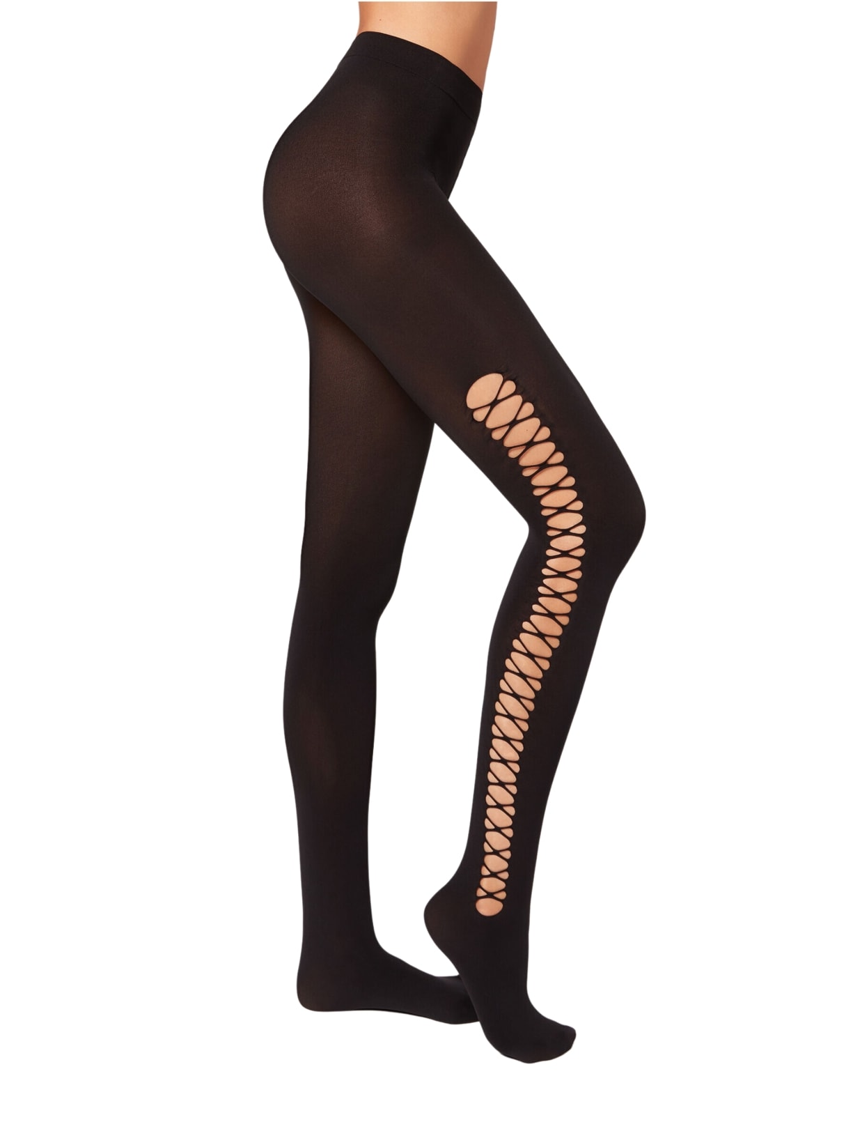 Meia Calça Opacos Fio 90 Cruzados Cut-Out - Preto