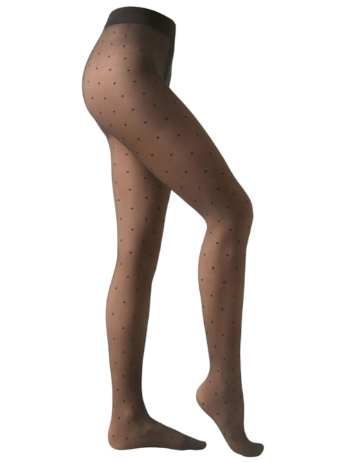 Meia-Calça Térmica Com Efeito Transparente Fio 30 - Preto