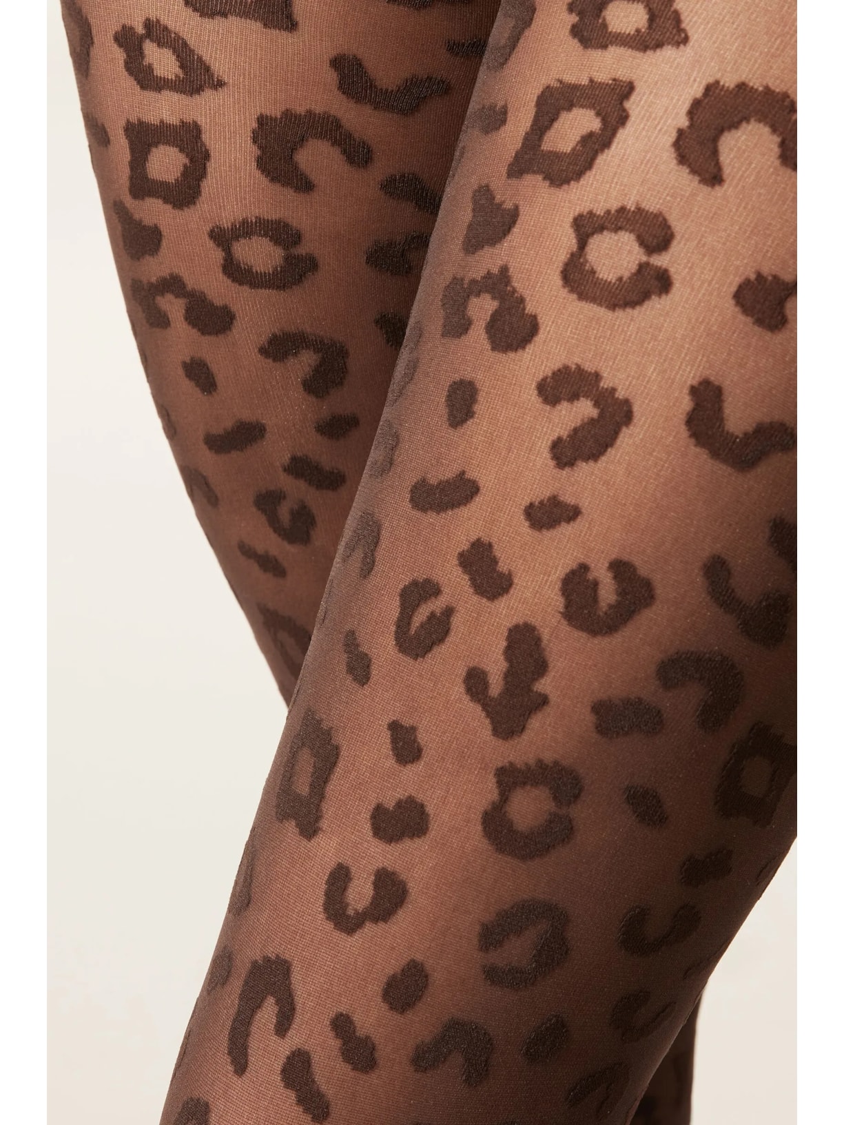 Meia-Calça Transparente Animal Print Marrom Calzedonia