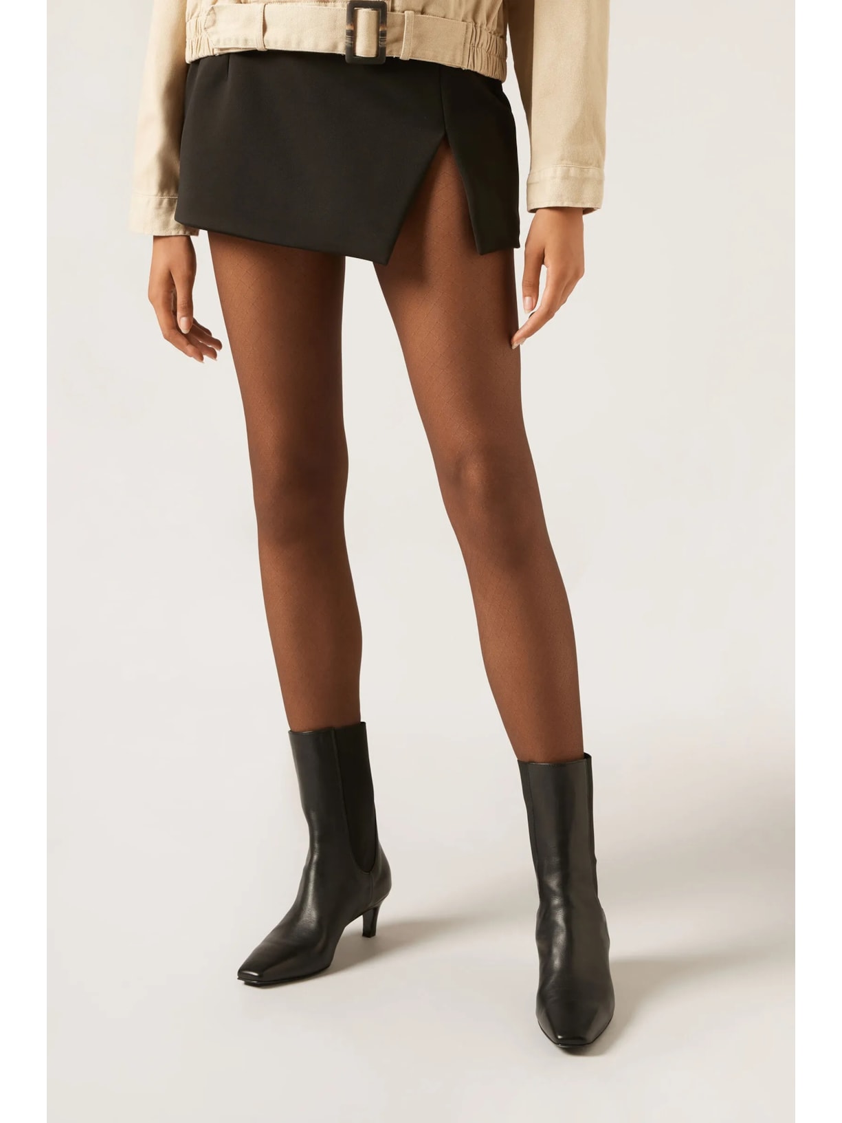 Meia-Calça Transparente Com Losangos Marrom Calzedonia