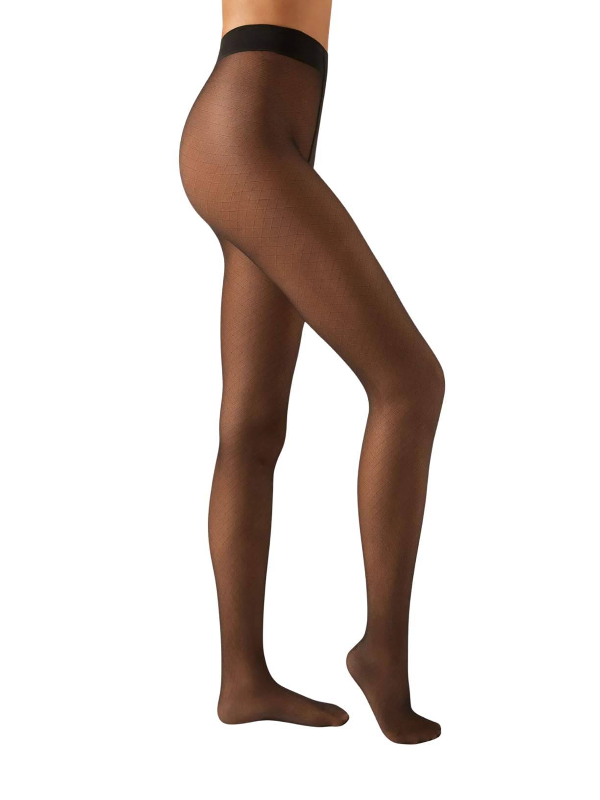 Meia-Calça Transparente Com Losangos - Preto