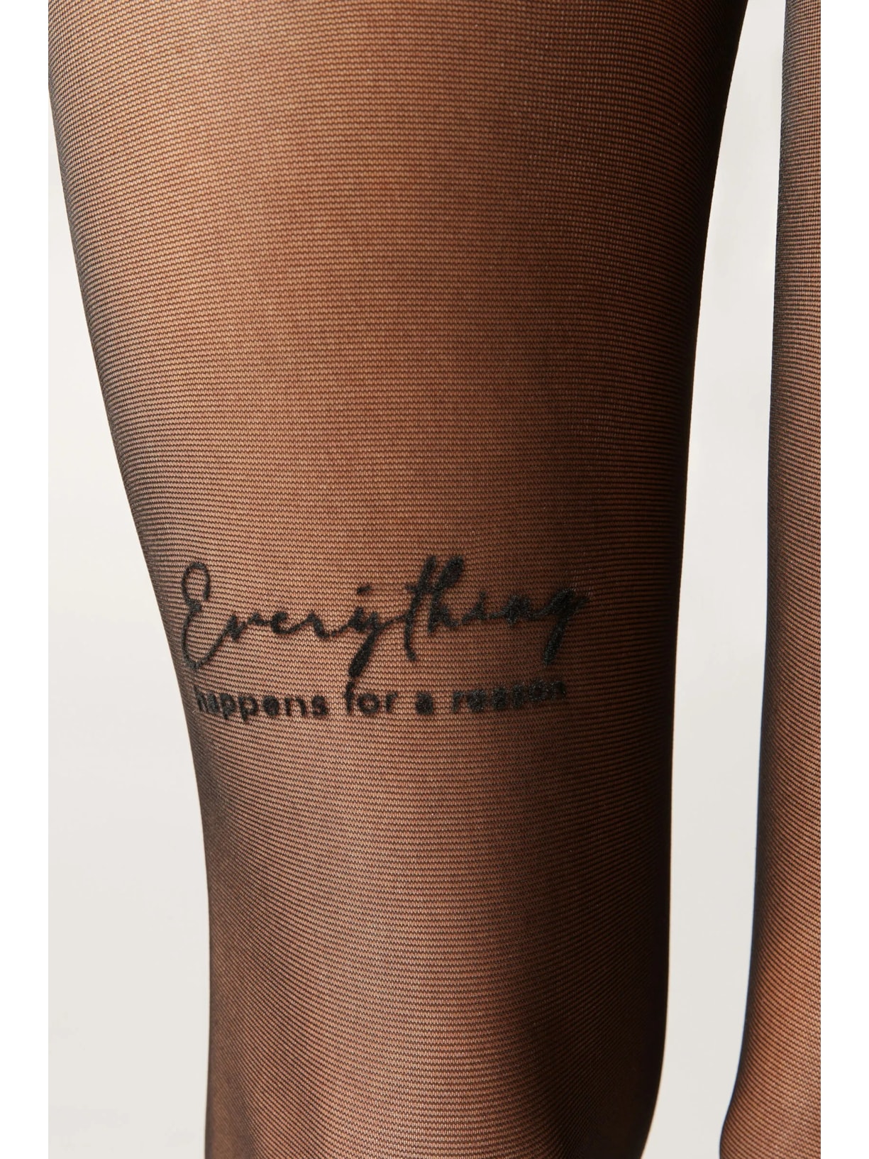 Meia-Calça Transparente Com Mensagem Positive Vibes Preto Calzedonia