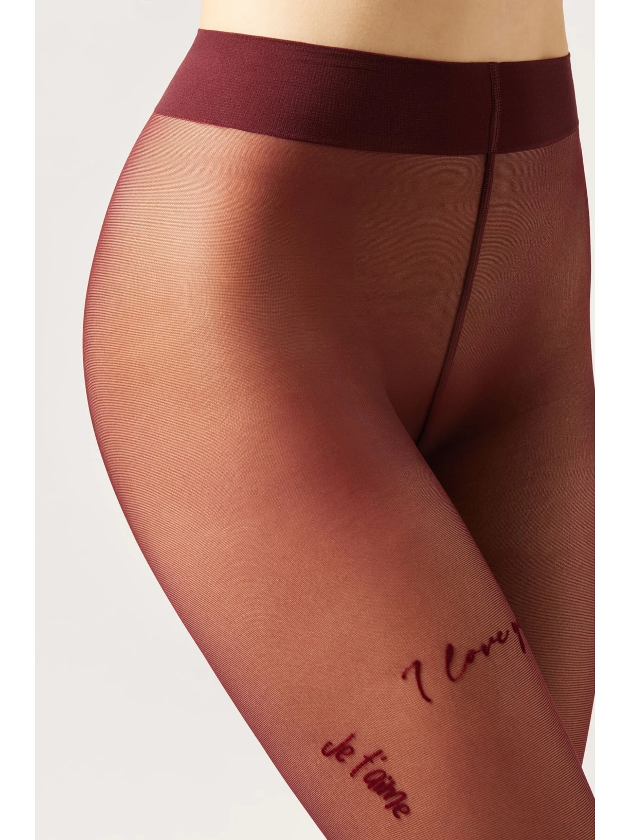 Meia-Calça Transparente Com Mensagem “i Love You” Bordô Calzedonia