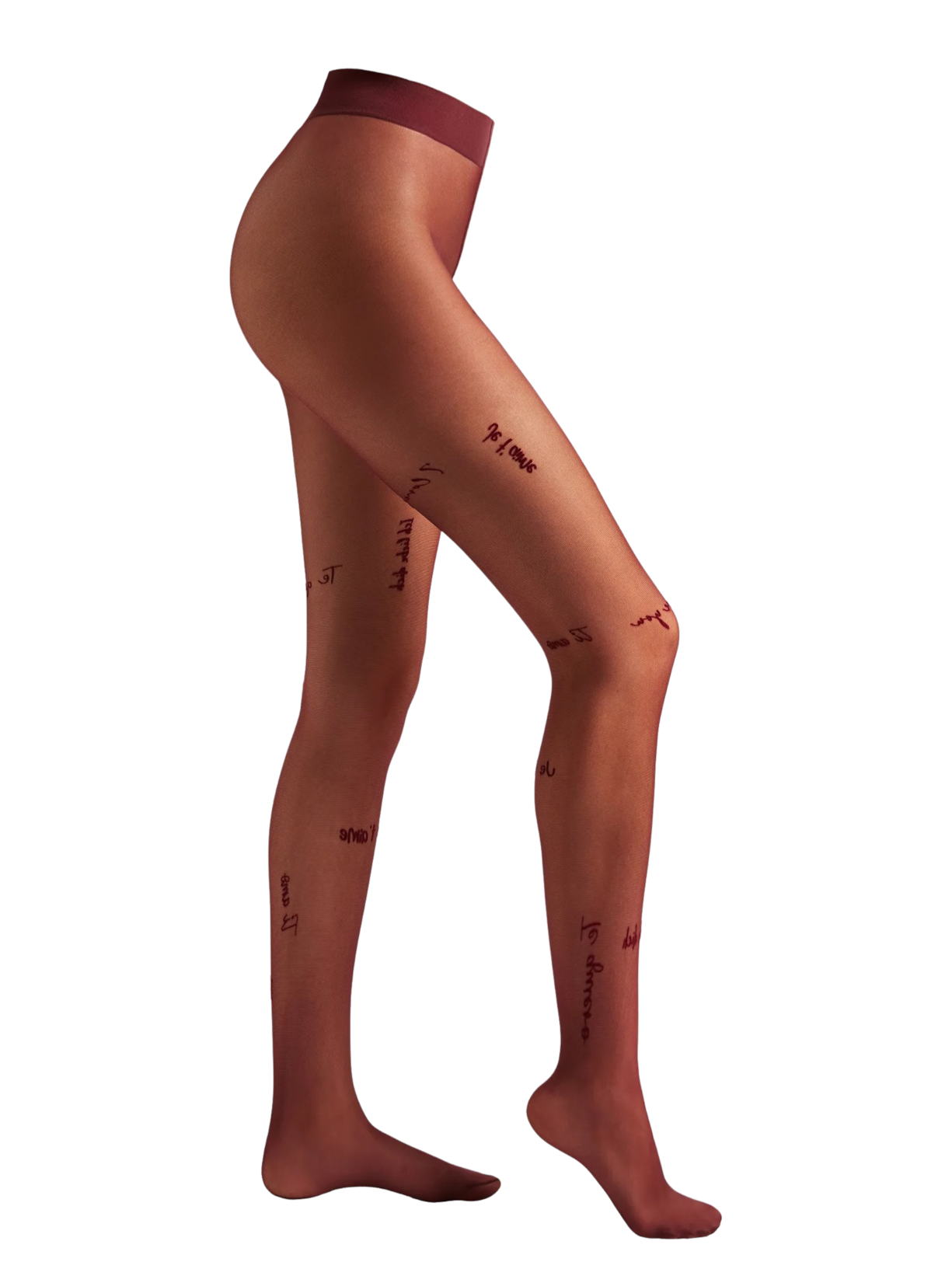 Meia-Calça Transparente Com Mensagem “i Love You” Bordô Calzedonia