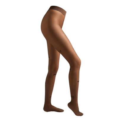 Meia-Calça Transparente Com Mensagem “to Be” - Marrom