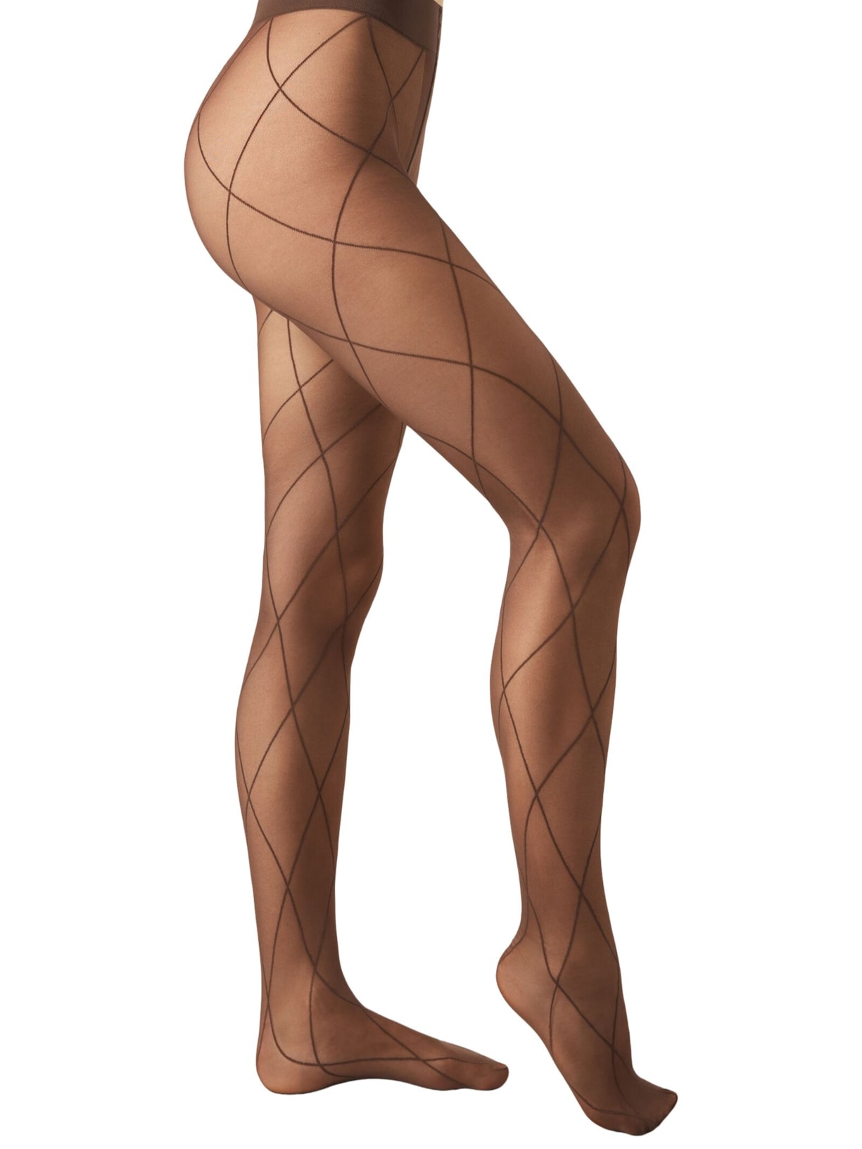 Meia-Calça Transparente Com Padrão Geométrico Marrom Calzedonia