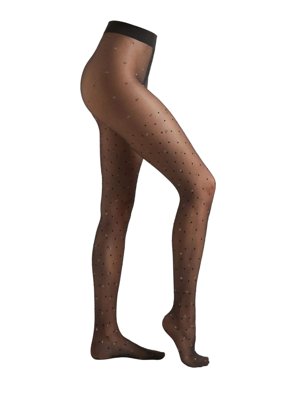 Meia-Calça Transparente Com Poás Fio 30 - Preto