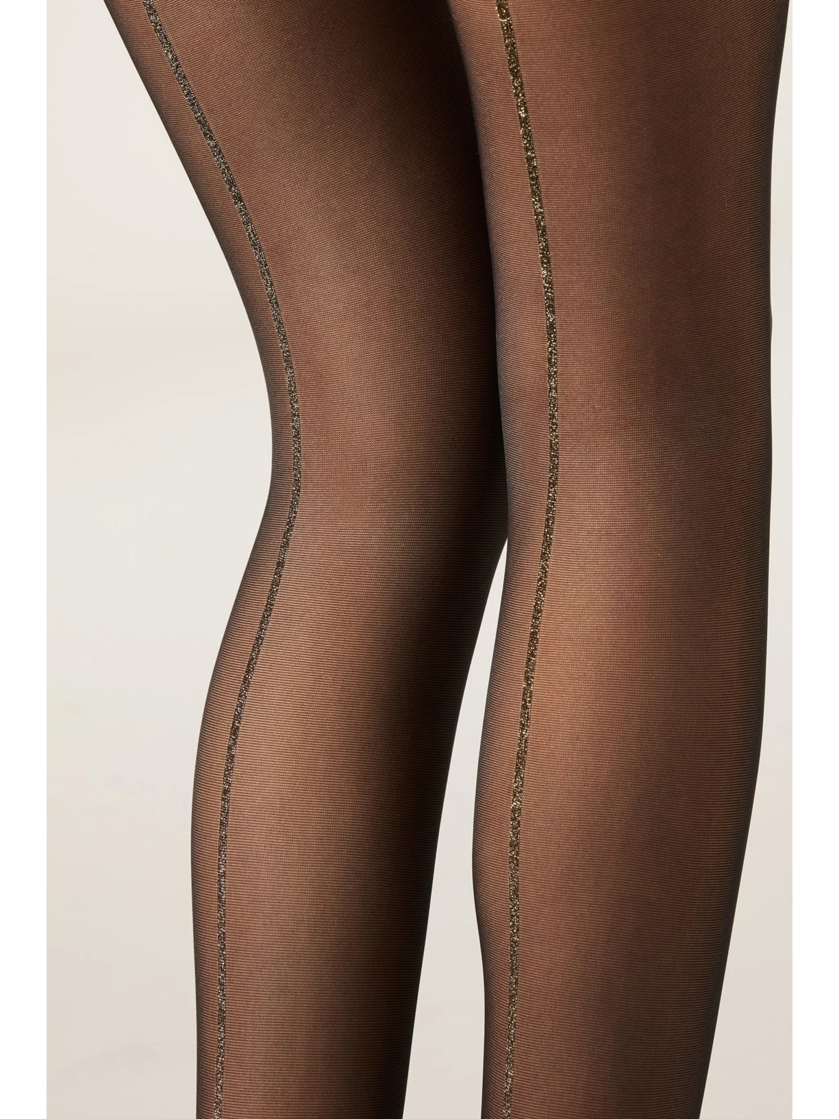 Meia-Calça Transparente Com Posterior Brilhante Preto Calzedonia