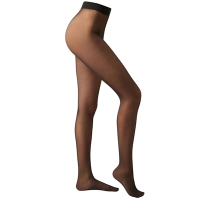 Meia-Calça Transparente Com Posterior Brilhante - Preto