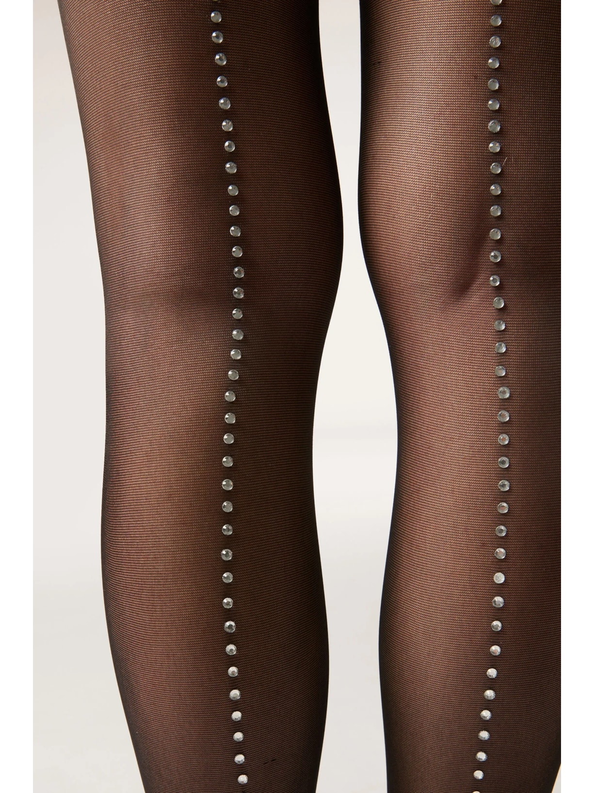 Meia-Calça Transparente Com Posterior Em Strass Preto Calzedonia