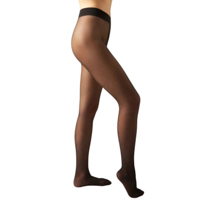 Meia-Calça Transparente Com Posterior Em Strass - Preto