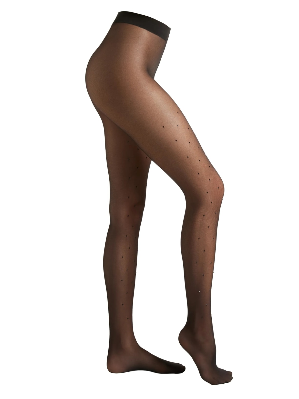 Meia-Calça Transparente Com Strass Fio 30 - Preto