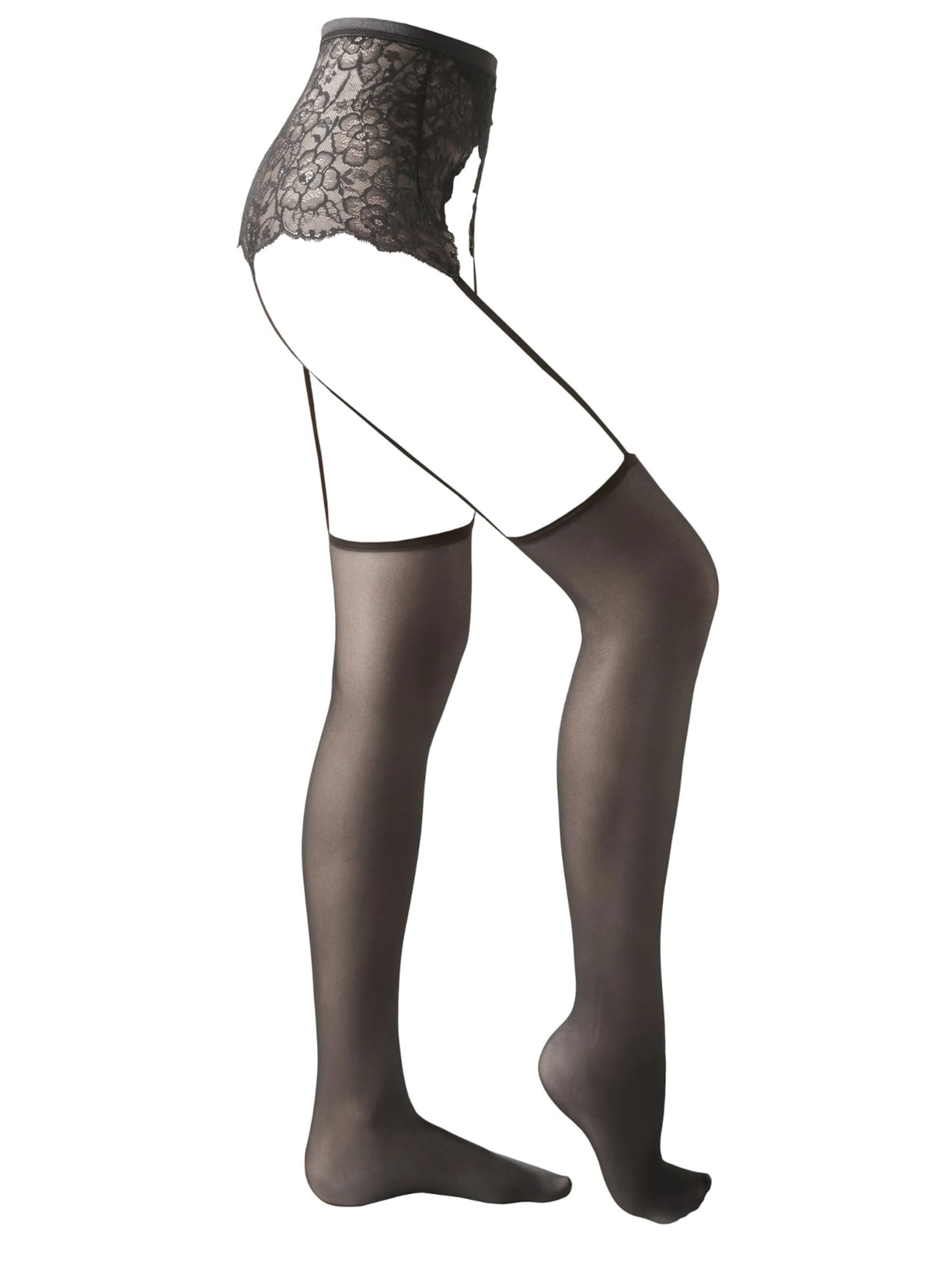 Meia-Calça Transparente Efeito Cinta Liga Fio 40 - Preto