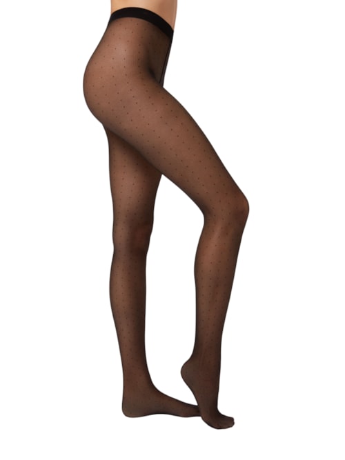 Meia-Calça Transparente Fio 40 Com Microbolinhas - Preto