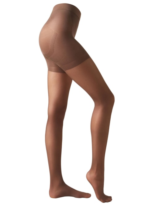 Meia-Calça Transparente Strong Sculpt Fio 30 - Marrom