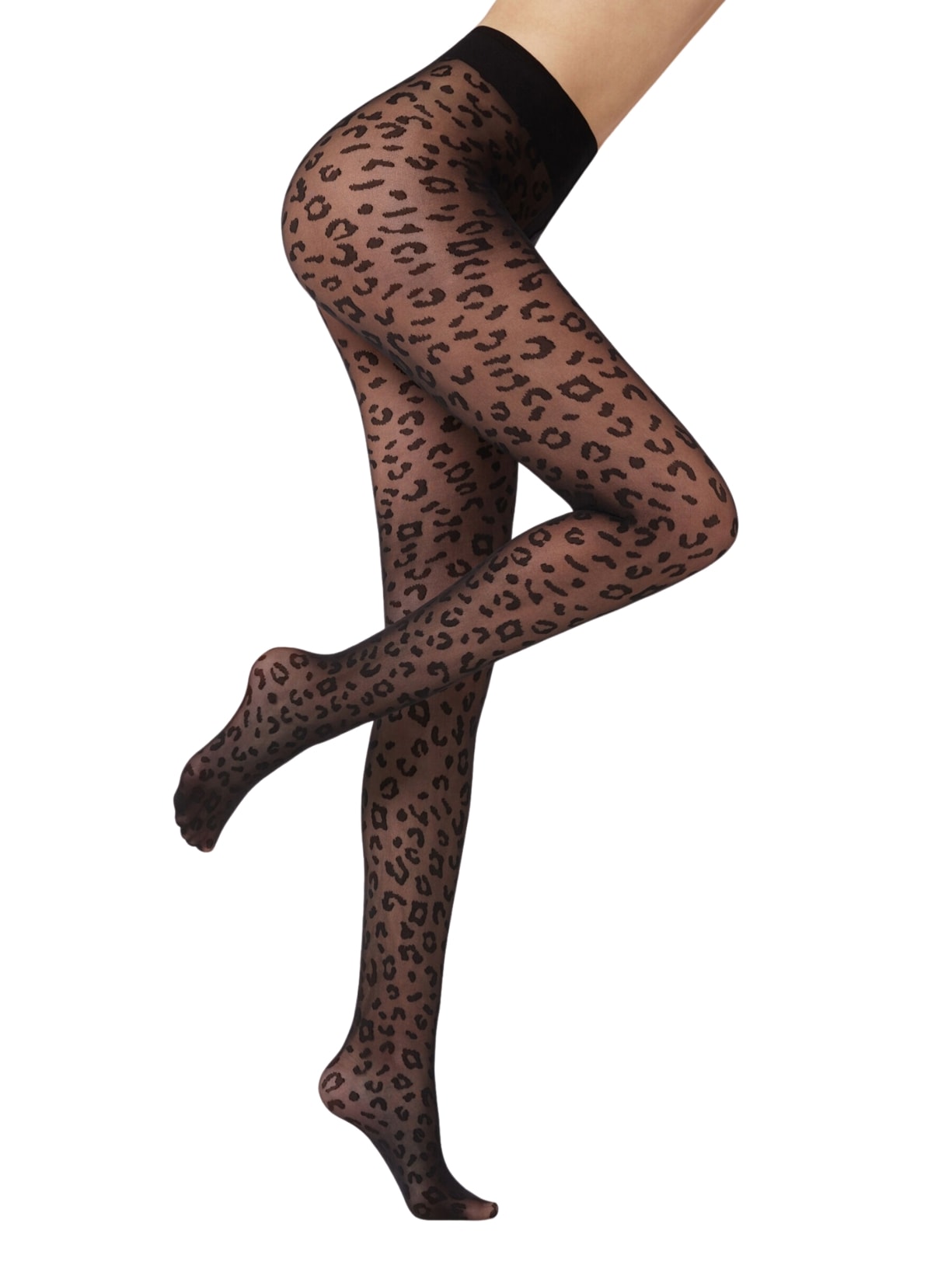 Meia Calça Transparentes De Fio 30 Animal Print - Preto