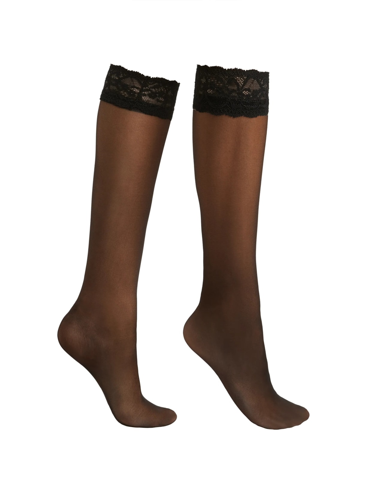 Meia Cinta Liga Com Renda - Preto