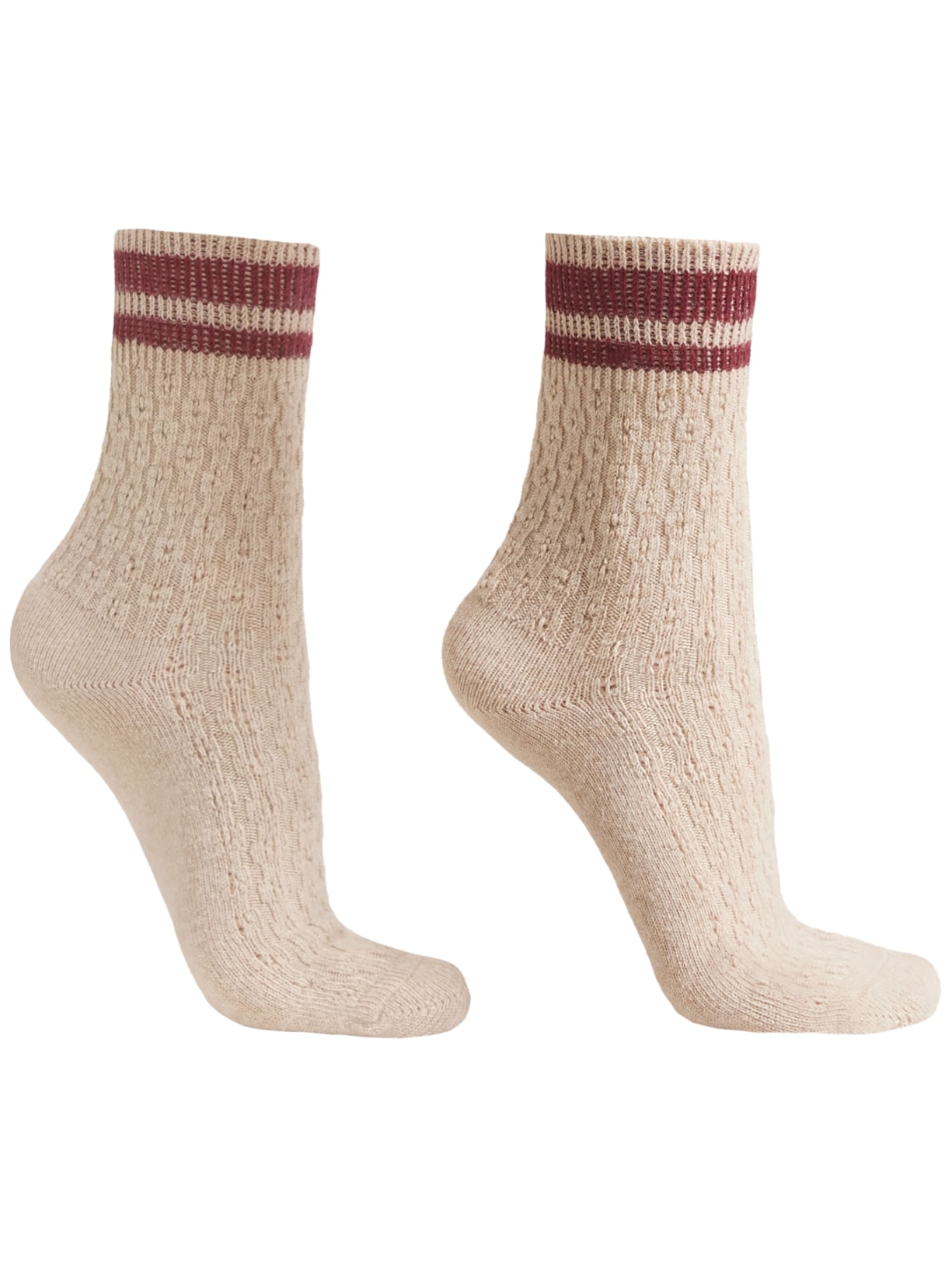 Meia Com Cashmere Trabalhada - Bege