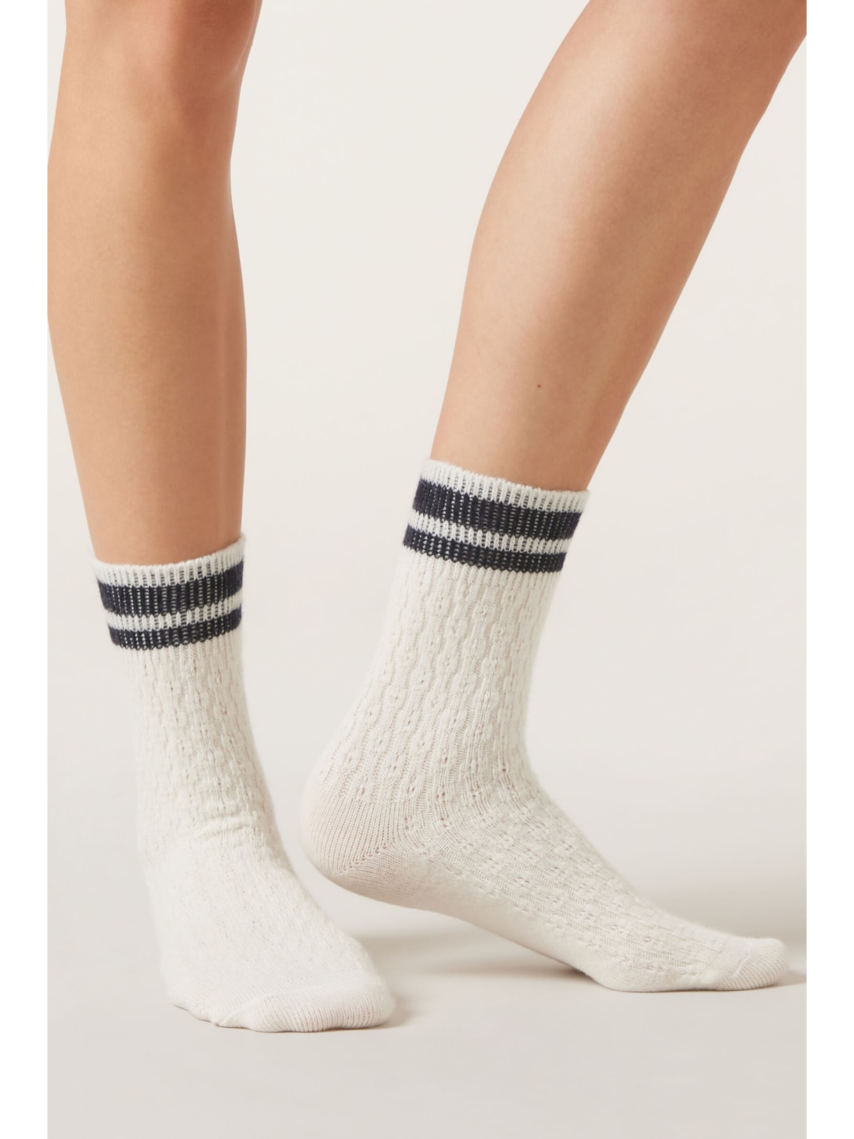 Meia Com Cashmere Trabalhada Off-White Calzedonia