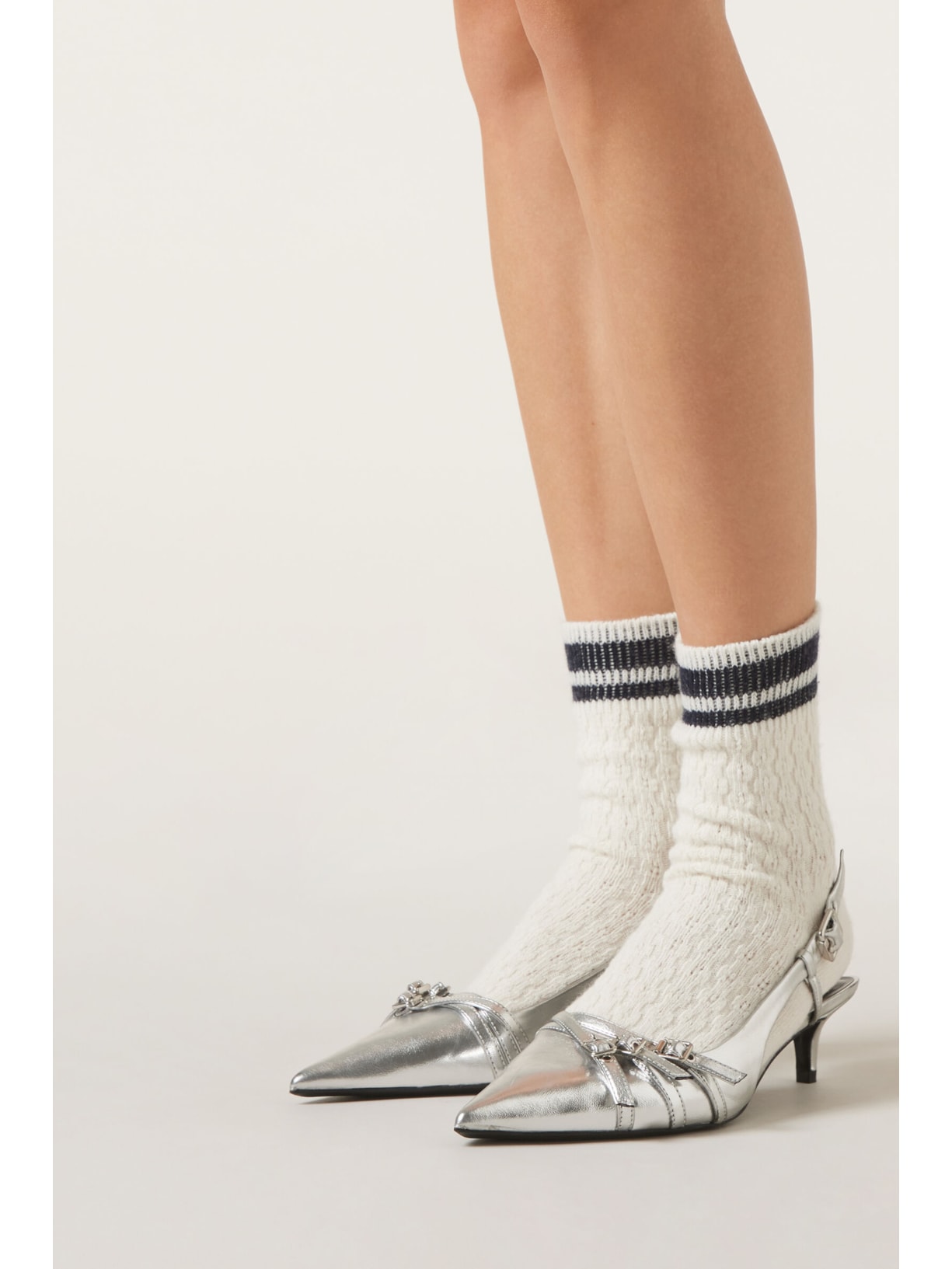 Meia Com Cashmere Trabalhada Off-White Calzedonia