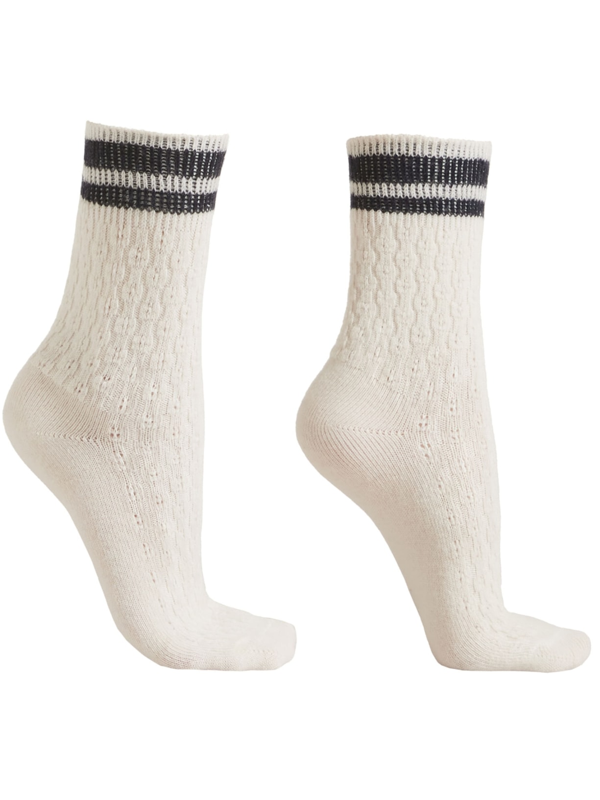 Meia Com Cashmere Trabalhada - Off-White