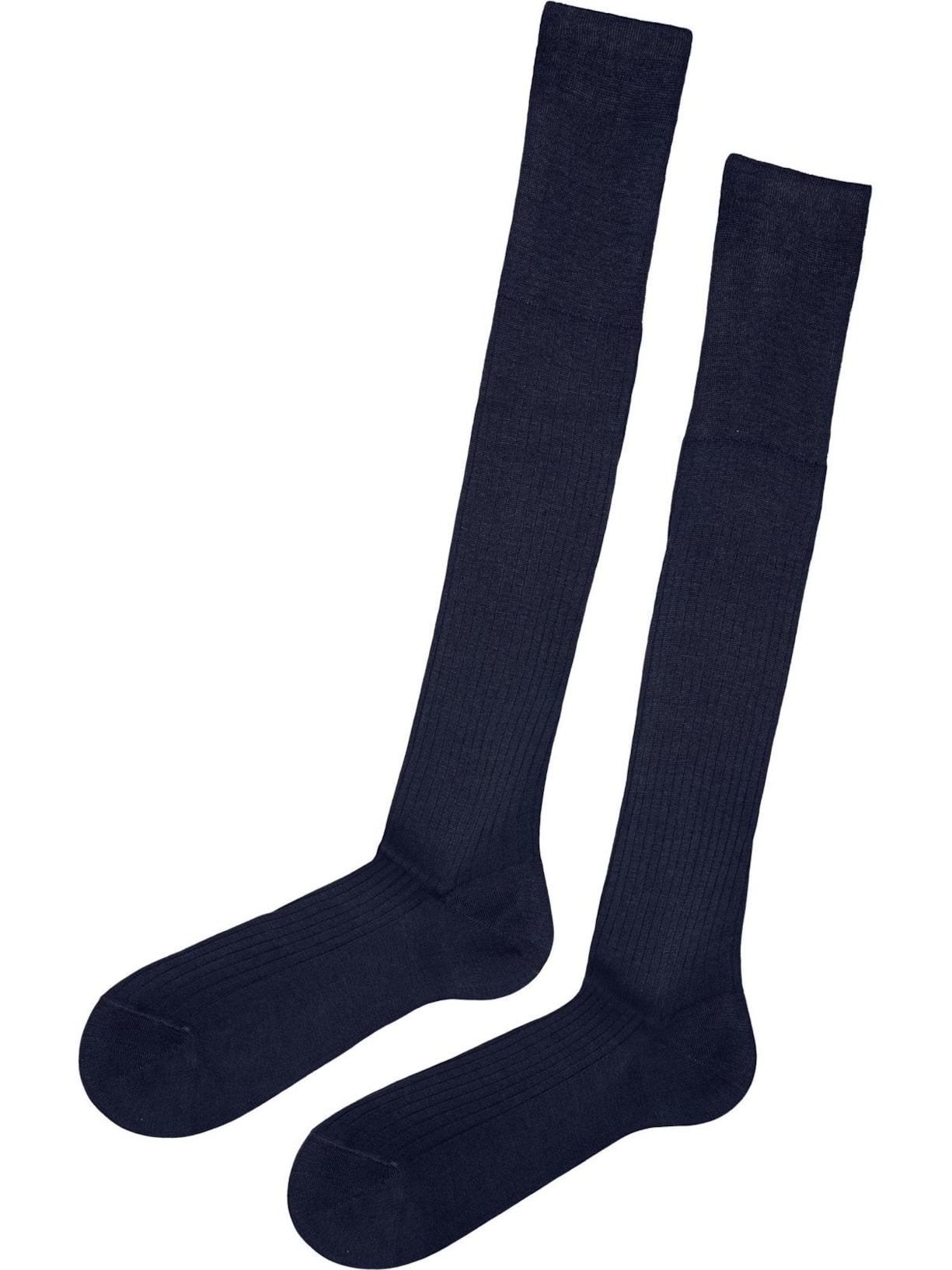 Meia Comprida Canelada Em Fio De Escócia - Azul