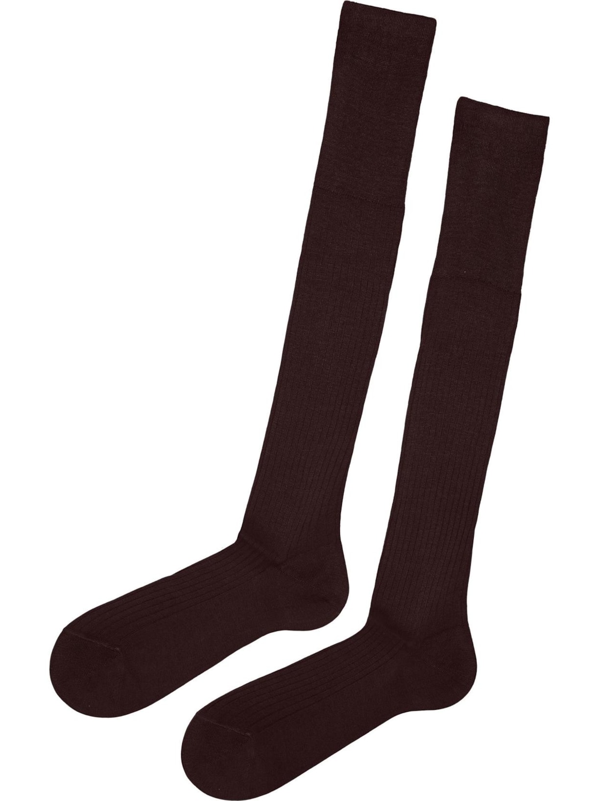 Meia Comprida Canelada Em Fio De Escócia - Marrom