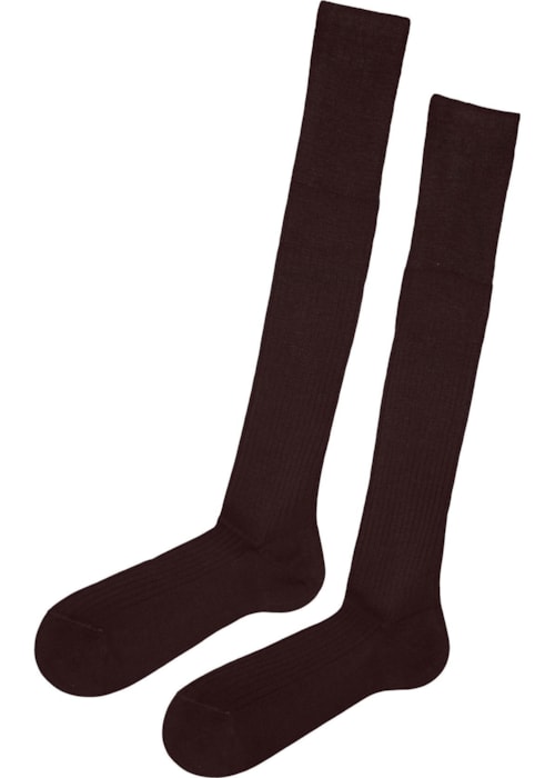 Meia Comprida Canelada Em Fio De Escócia - Marrom