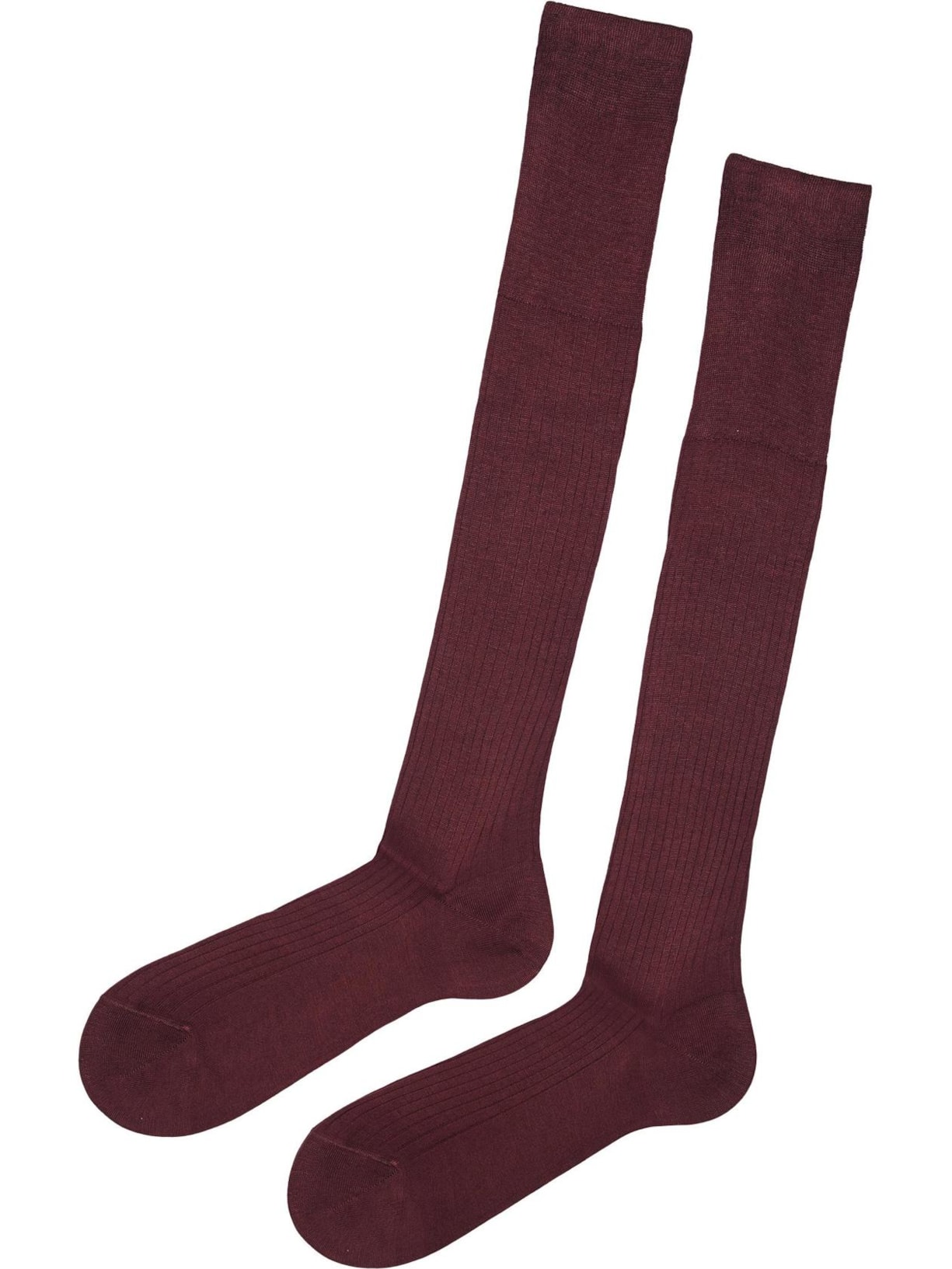 Meia Comprida Canelada Em Fio De Escócia - Vermelho