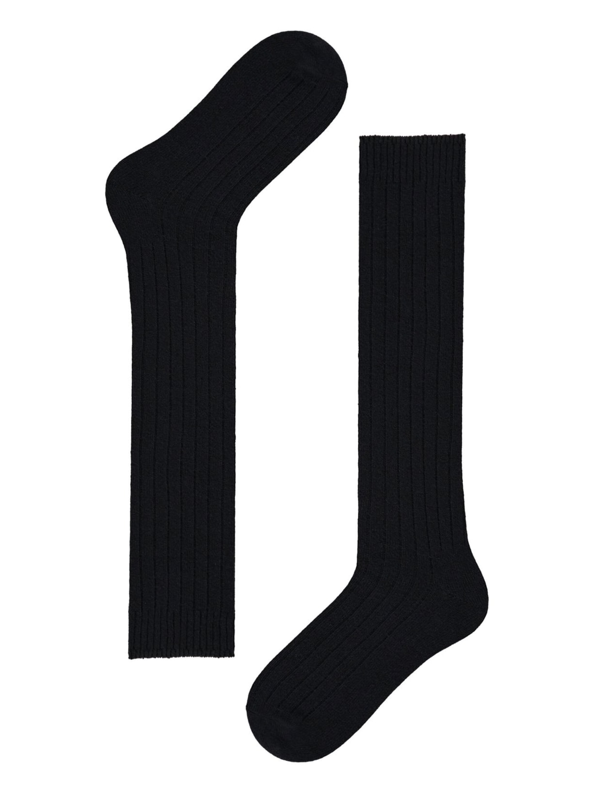 Meia Comprida Caneladas Em Lã e Cashmere - Azul