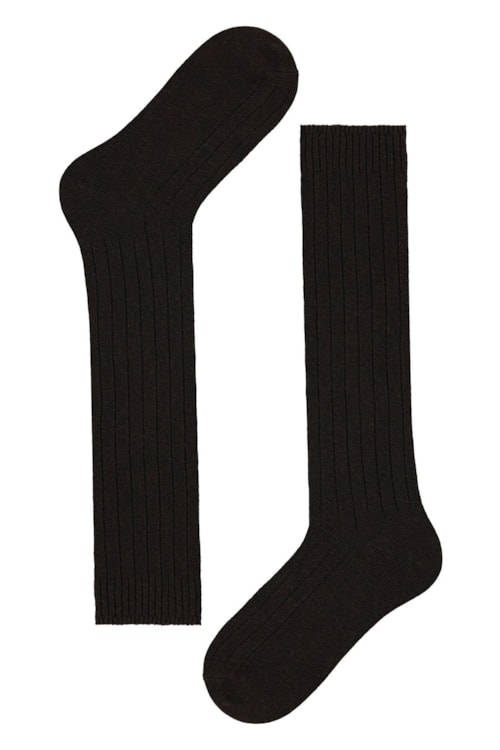 Meia Comprida Em Algodão Quente - Marrom