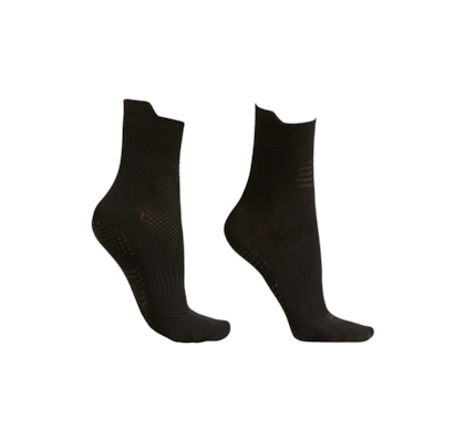 Meia Curta Antiderrapante Para Pilates - Preto