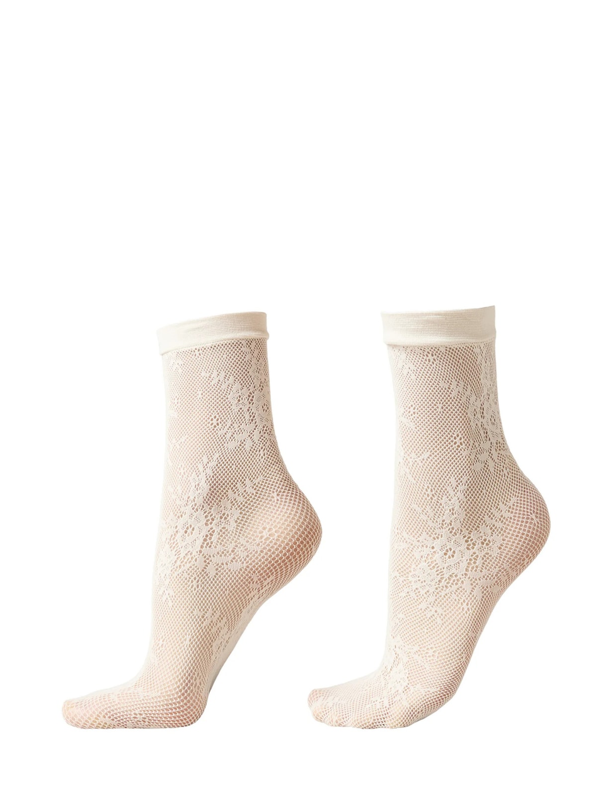 Meia Curta Arrastão Com Padrão Floral Branco Calzedonia