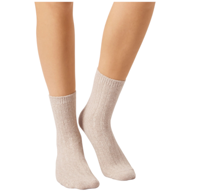 Meia Curta Canelada - Bege