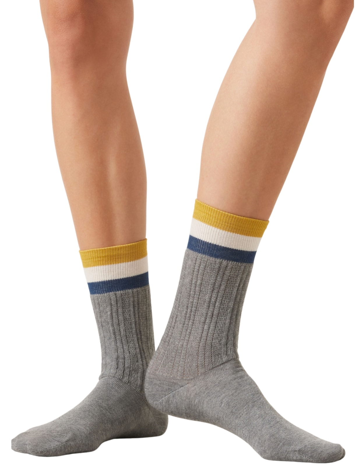 Meia Curta Canelada - Cinza