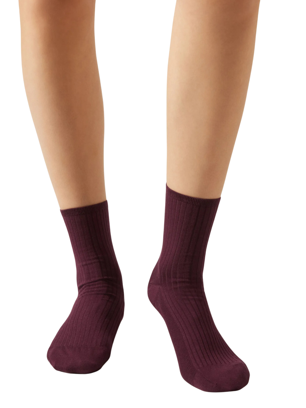 Meia Curta Canelada Em Algodão - Bordô