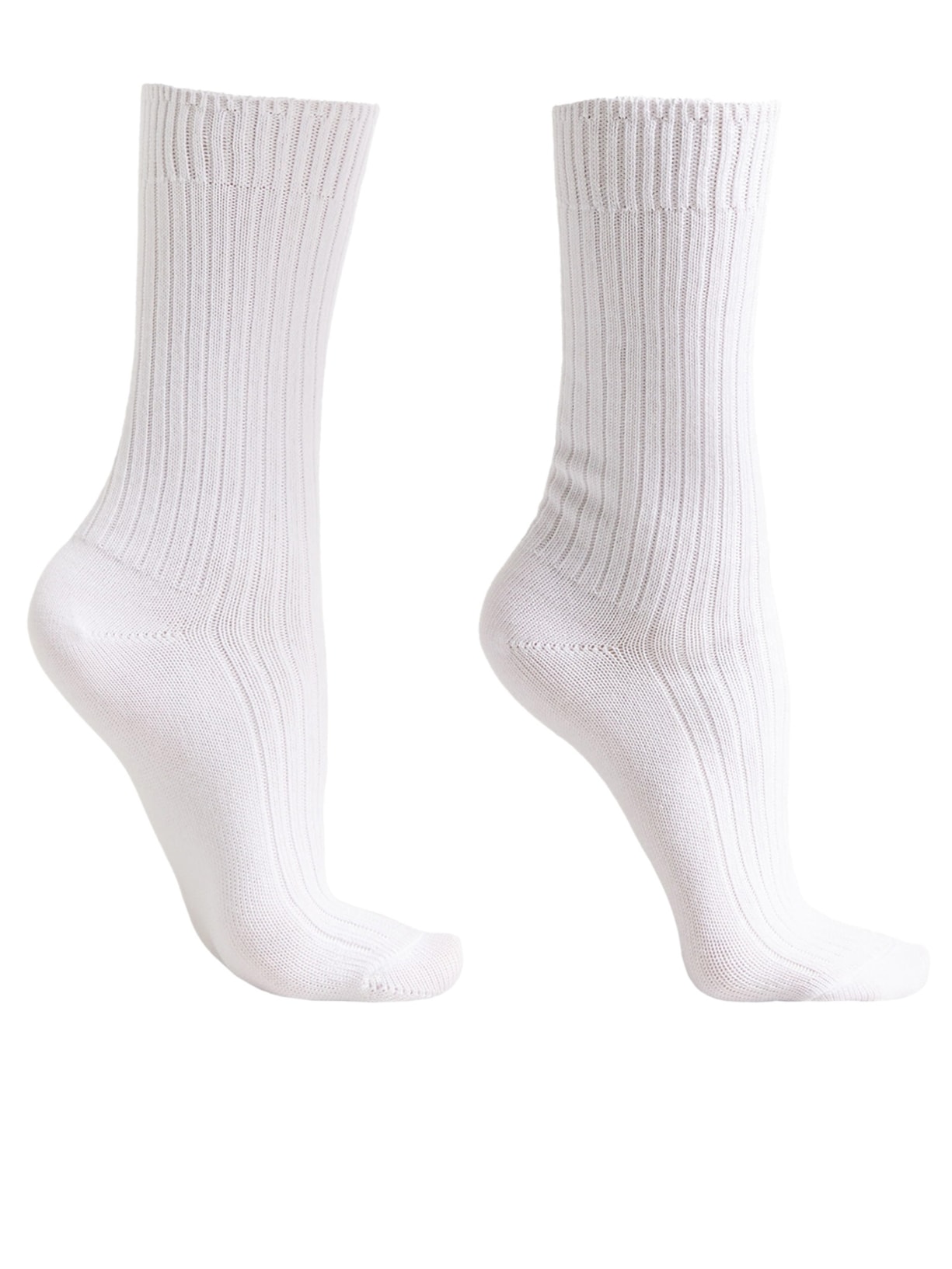 Meia Curta Canelada Em Algodão Branco Calzedonia