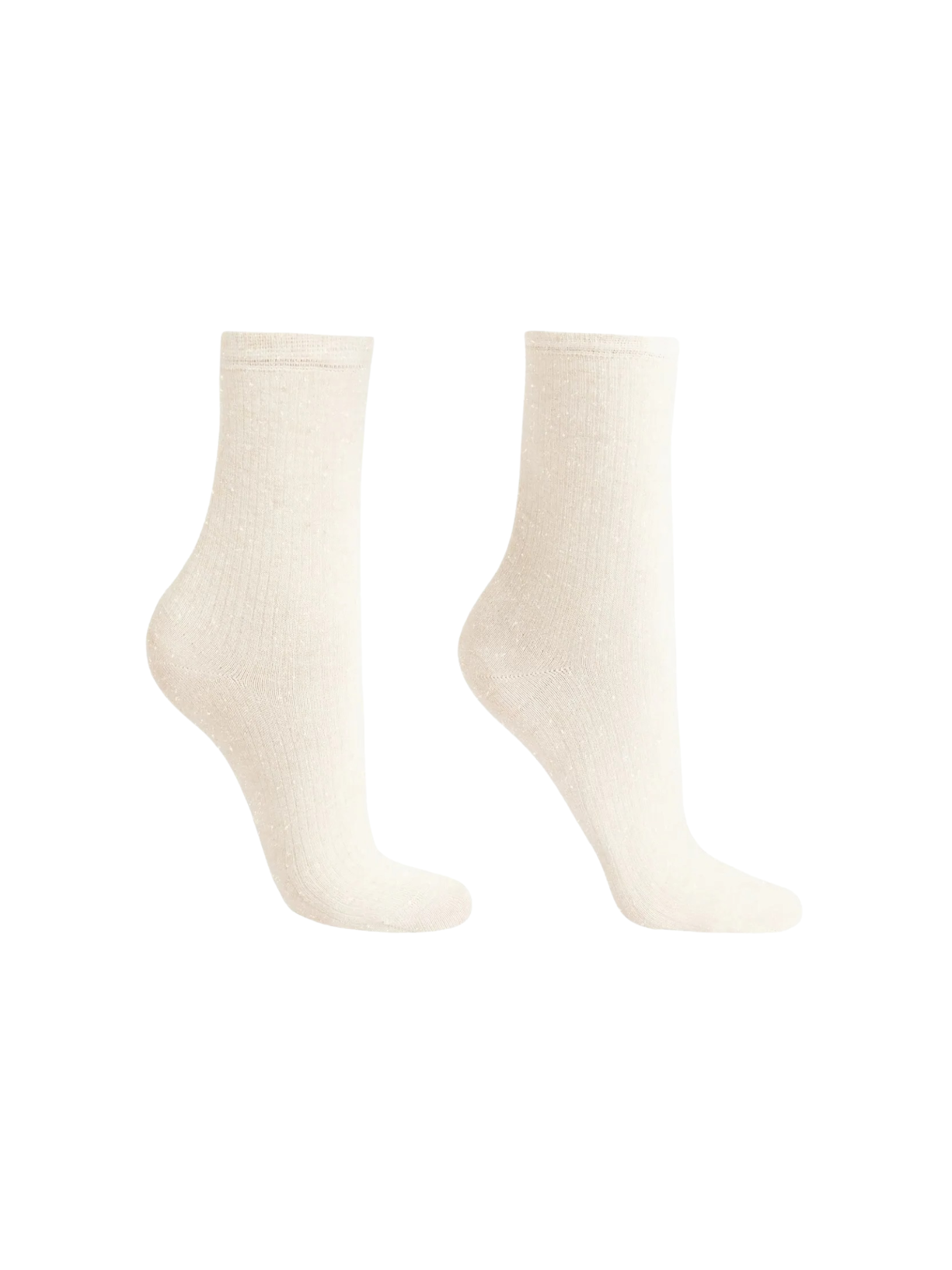 Meia Curta Canelada Em Algodão Off-White Calzedonia