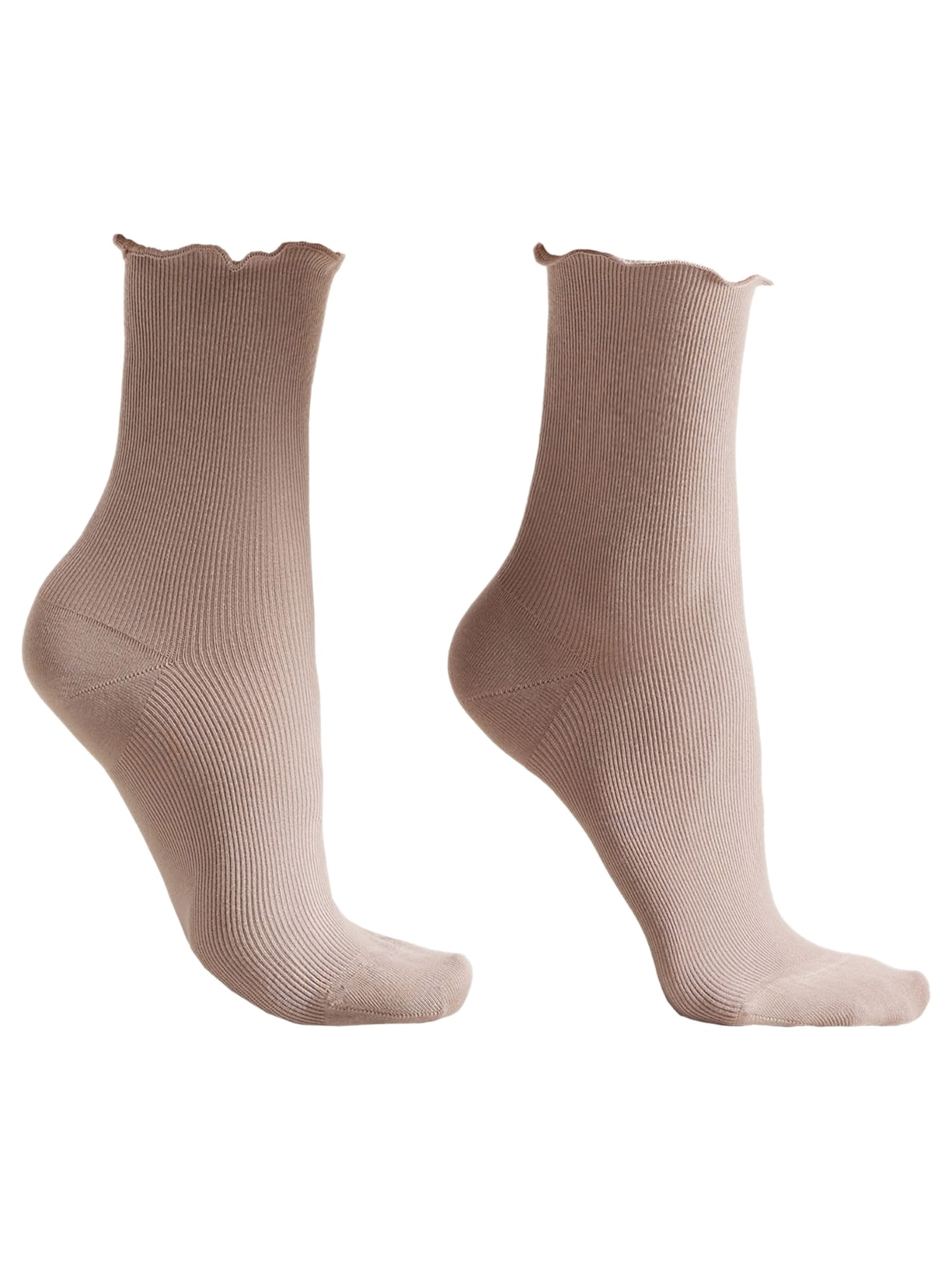 Meia Curta Canelada Em Algodão - Rosa