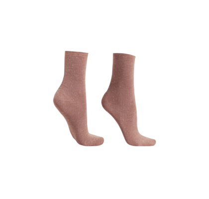 Meia Curta Canelada Em Algodão - Rosa