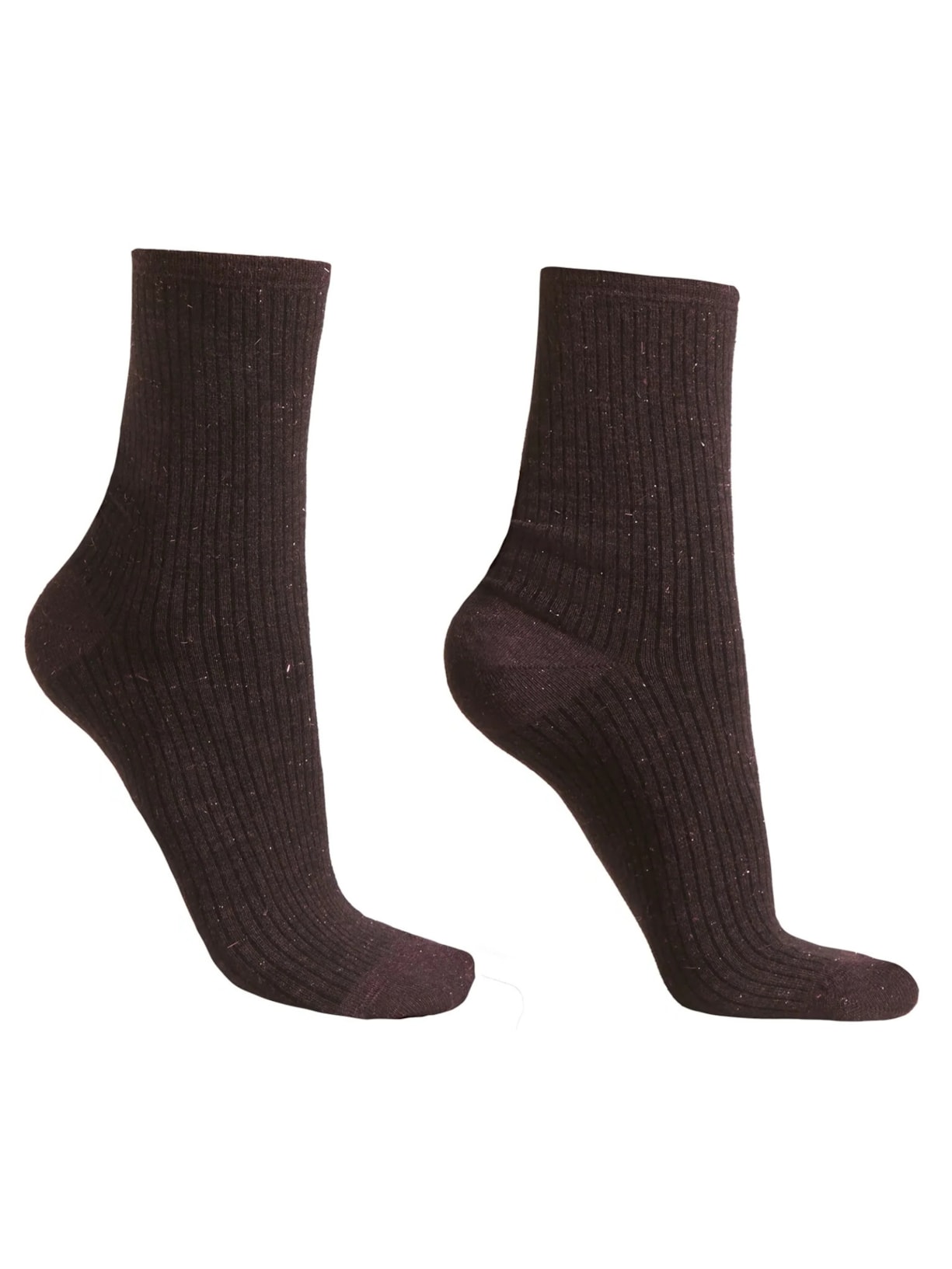 Meia Curta Canelada Em Algodão - Roxo