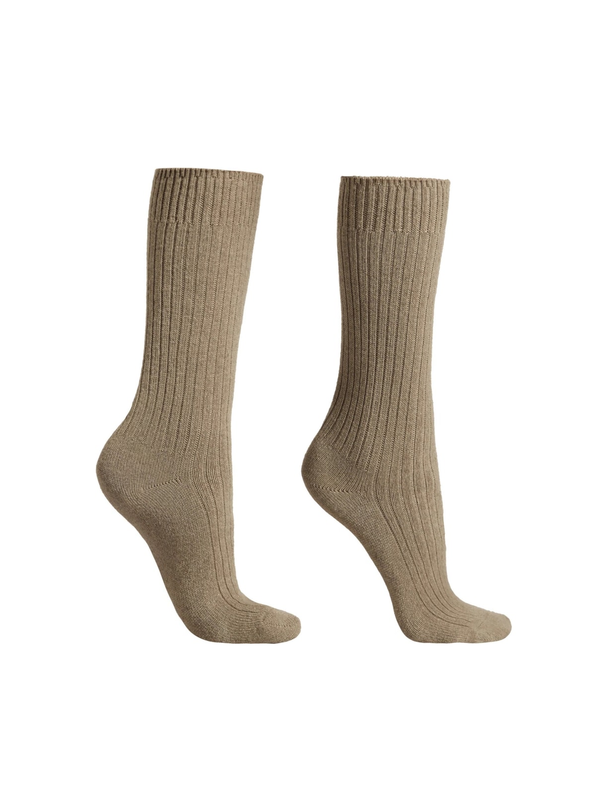 Meia Curta Canelada Em Lã e Cashmere Cinza Calzedonia