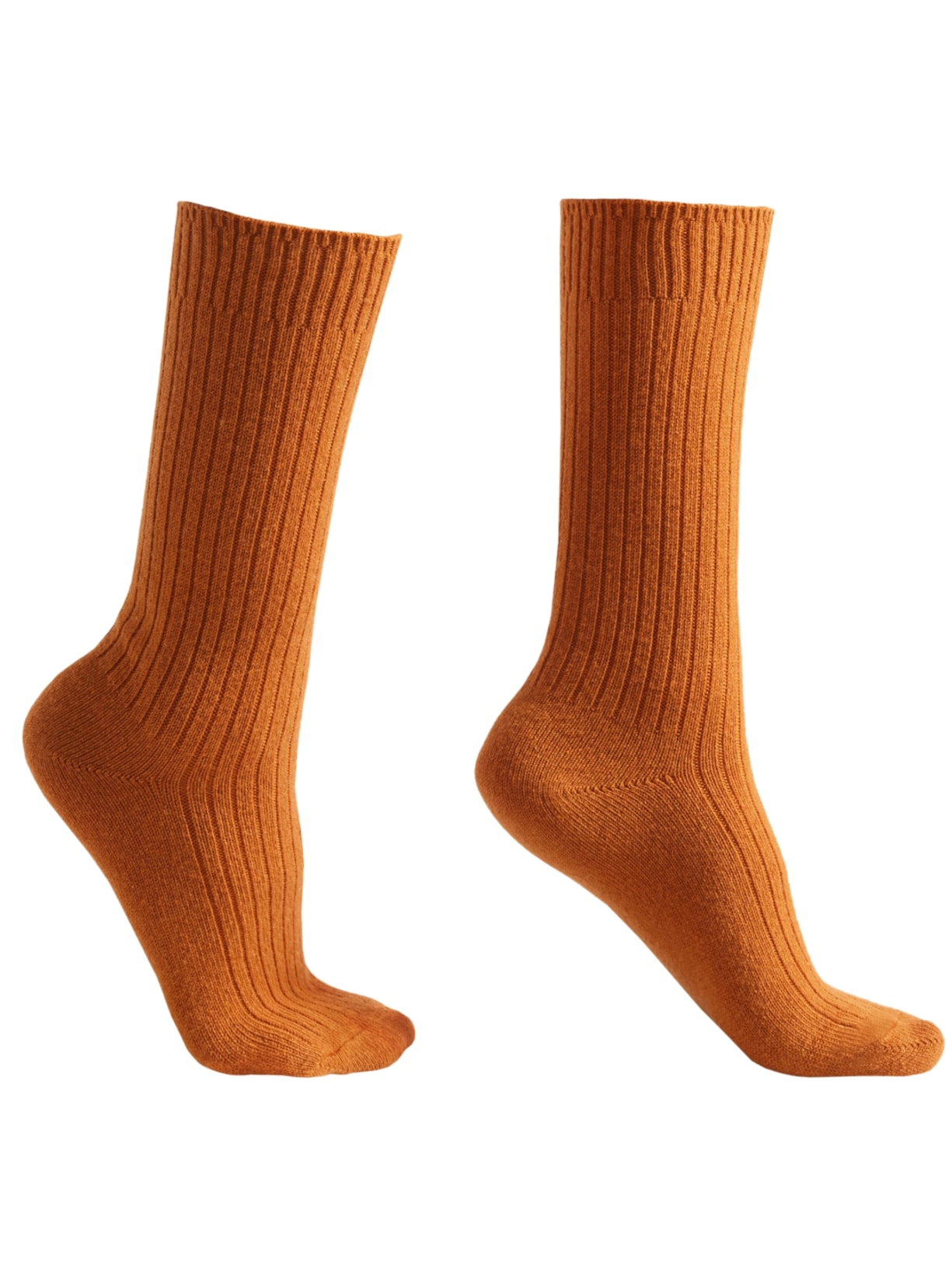 Meia Curta Canelada Em Lã e Cashmere - Marrom