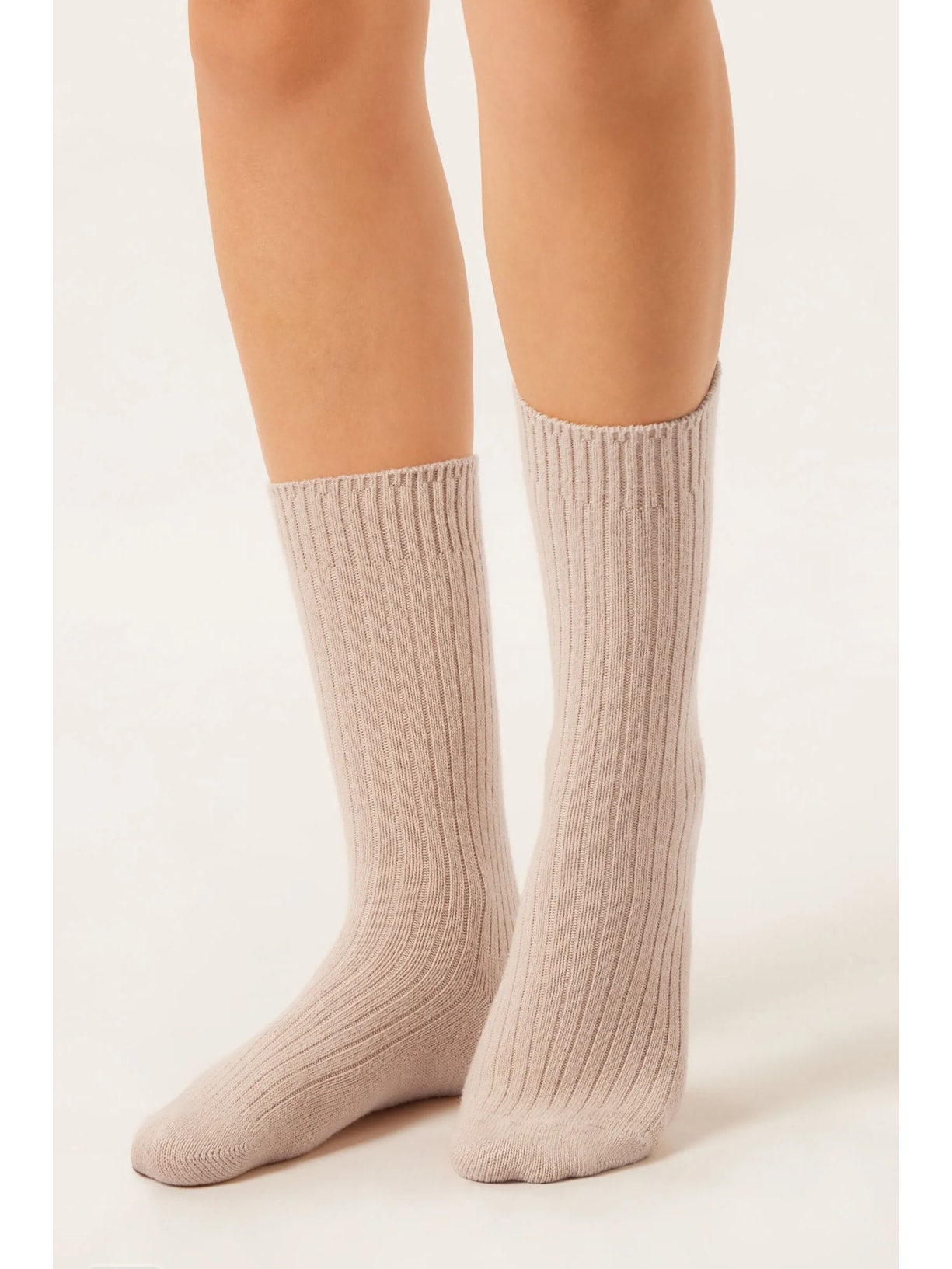 Meia Curta Canelada Em Lã e Cashmere Rosa Calzedonia