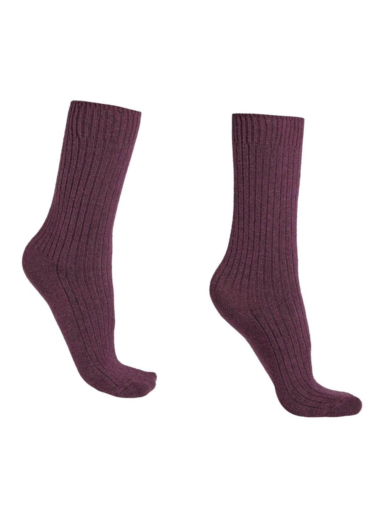 Meia Curta Canelada Em Lã e Cashmere - Roxo