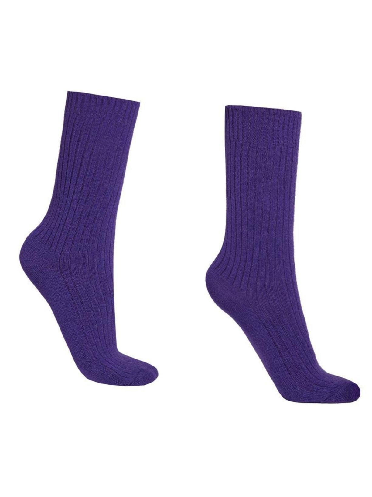 Meia Curta Canelada Em Lã e Cashmere - Roxo